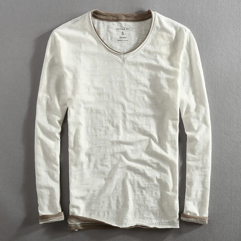 Long Sleeve T-Shirt | Basic | Casual | Long Sleeve Shirts | Men's Clothing-Chaps of London-White-S-Chaps of London