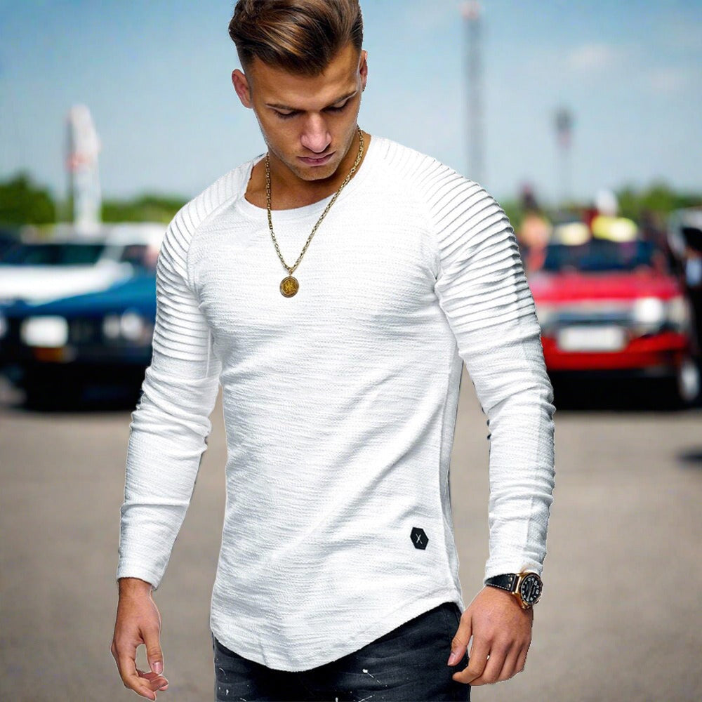 Long Sleeve T-Shirt - Casual - Crew Neck - Sweater - Men's Clothing-Chaps of London-White-XS-Chaps of London