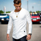 Long Sleeve T-Shirt - Casual - Crew Neck - Sweater - Men's Clothing-Chaps of London-White-XS-Chaps of London
