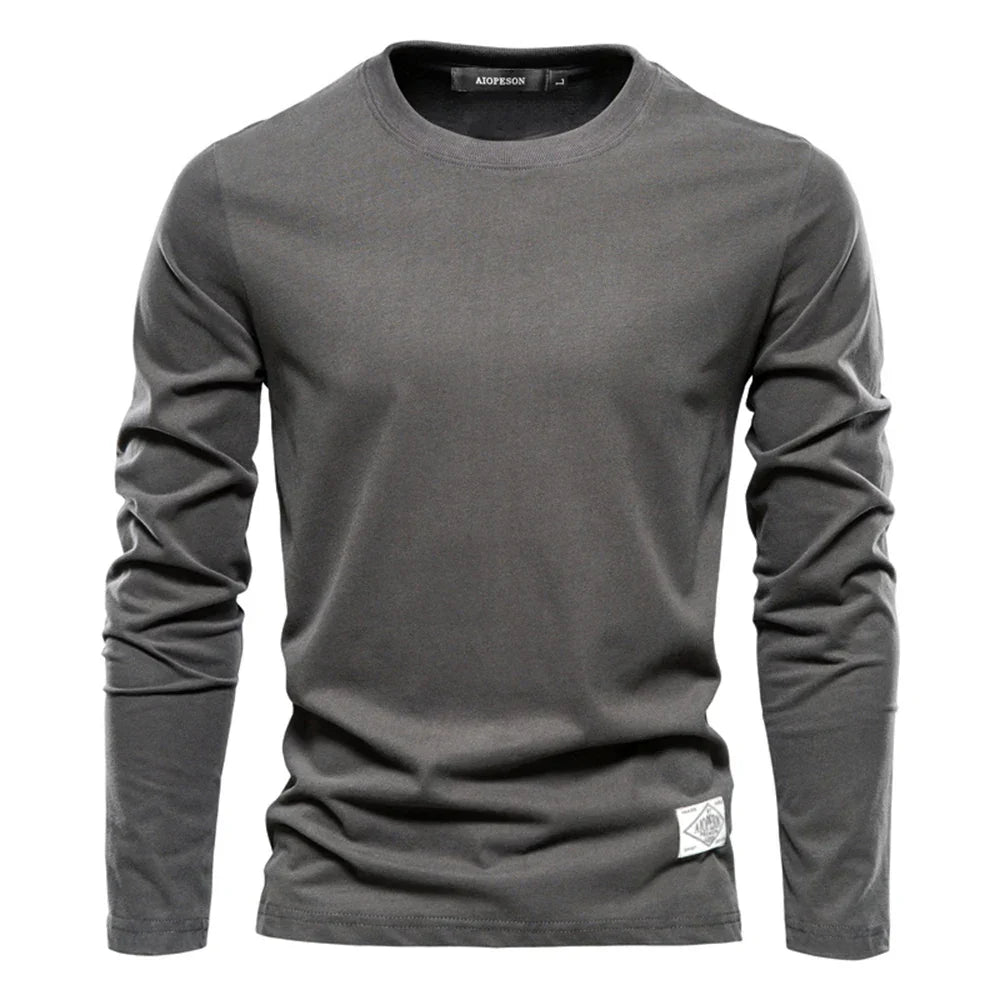 Long Sleeve T-Shirt | Crew Neck | Plain | Long Sleeve Vest | Men's Clothing-T-shirt man-Chaps of London-Dark Gray-S-Chaps of London