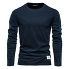 Long Sleeve T-Shirt | Crew Neck | Plain | Long Sleeve Vest | Men's Clothing-T-shirt man-Chaps of London-Navy Blue-S-Chaps of London