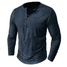 Long Sleeve T-Shirt - Half Buttoned - Pullover - Henley Shirt - Men's Shirt-Shirt heren-Chaps of London-Blue-S-Chaps of London