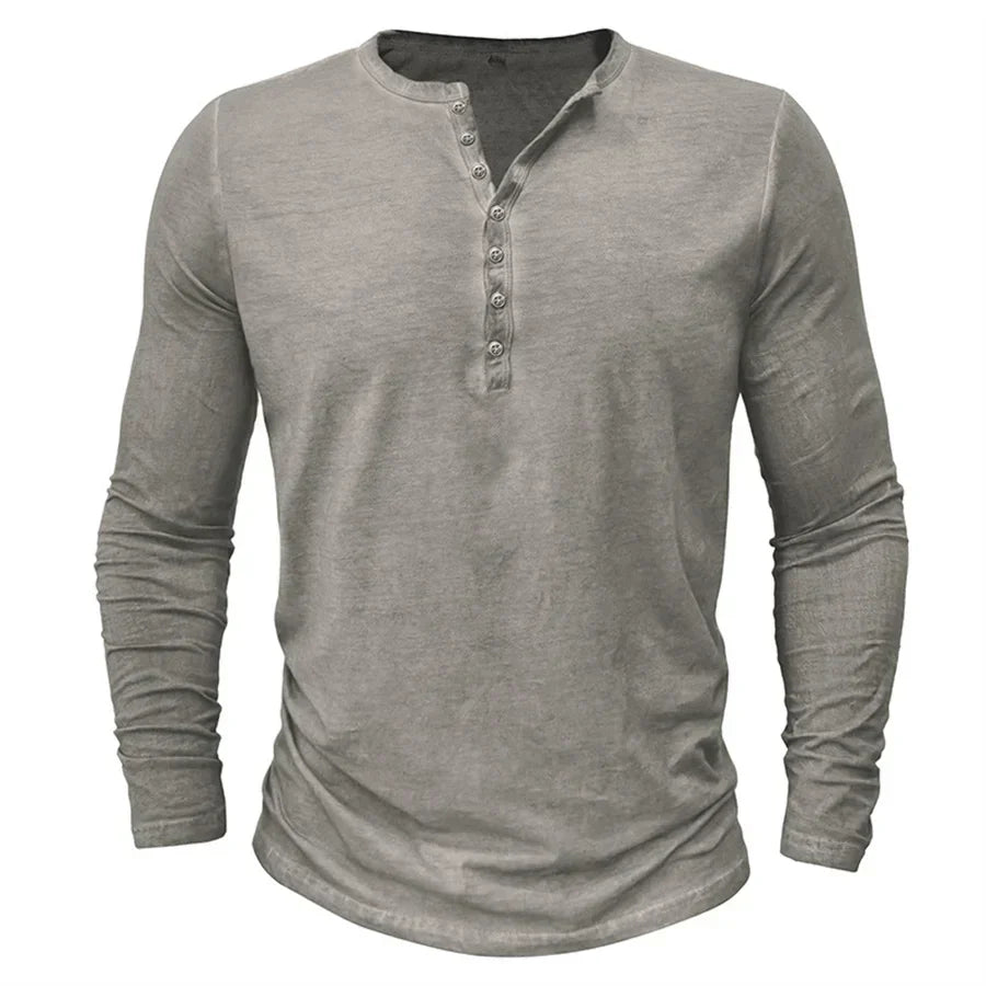 Long Sleeve T-Shirt - Half Buttoned - Pullover - Henley Shirt - Men's Shirt-Shirt heren-Chaps of London-Chaps of London