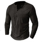 Long Sleeve T-Shirt - Half Buttoned - Pullover - Henley Shirt - Men's Shirt-Shirt heren-Chaps of London-Dark Gray-S-Chaps of London