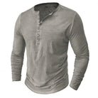 Long Sleeve T-Shirt - Half Buttoned - Pullover - Henley Shirt - Men's Shirt-Shirt heren-Chaps of London-Gray-S-Chaps of London