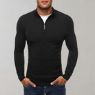 Long Sleeve T-Shirt - Half Zip - Slim Fit - Quarter Zip Shirt - Men's Shirts-Chaps of London-Black-M-Chaps of London