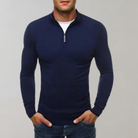 Long Sleeve T-Shirt - Half Zip - Slim Fit - Quarter Zip Shirt - Men's Shirts-Chaps of London-Blue-M-Chaps of London