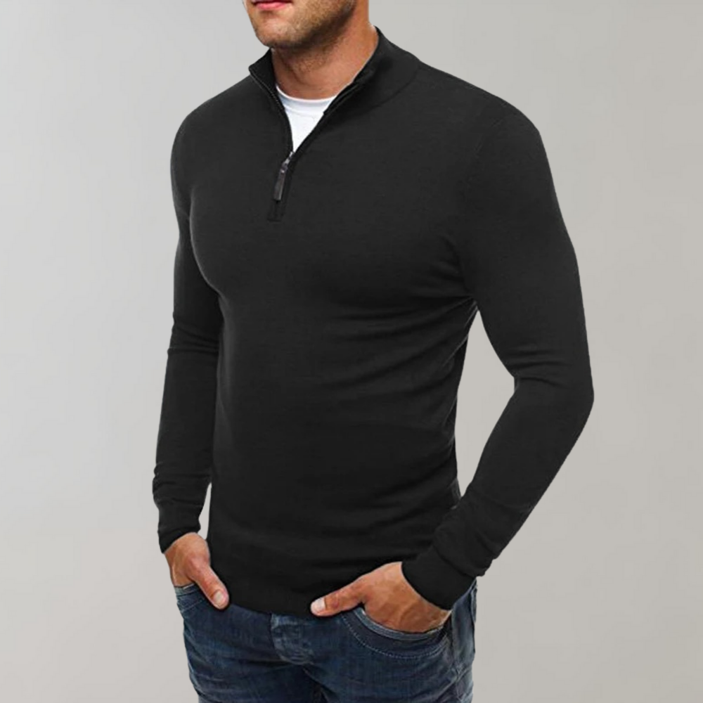 Long Sleeve T-Shirt - Half Zip - Slim Fit - Quarter Zip Shirt - Men's Shirts-Chaps of London-Chaps of London