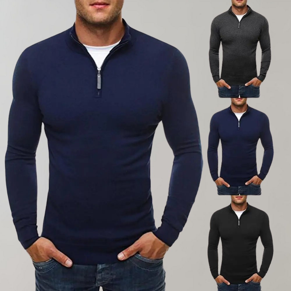 Long Sleeve T-Shirt - Half Zip - Slim Fit - Quarter Zip Shirt - Men's Shirts-Chaps of London-Chaps of London