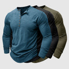 Long Sleeve T-Shirt - Men's Casual Plain Buttoned Up Henley Shirt-Shirt-Chaps of London-Chaps of London