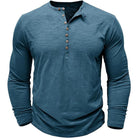 Long Sleeve T-Shirt - Men's Casual Plain Buttoned Up Henley Shirt-Shirt-Chaps of London-Chaps of London