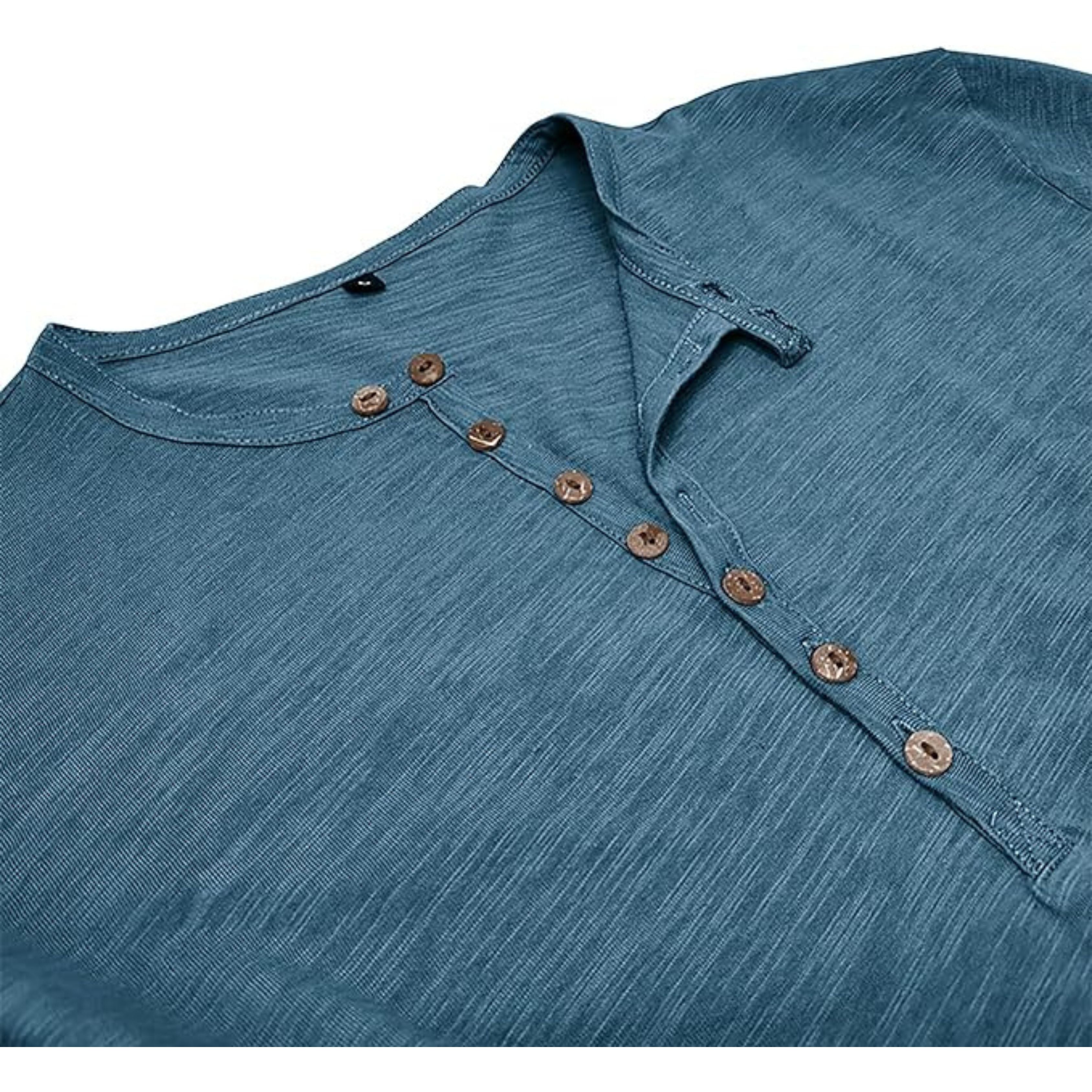 Long Sleeve T-Shirt - Men's Casual Plain Buttoned Up Henley Shirt-Shirt-Chaps of London-Chaps of London