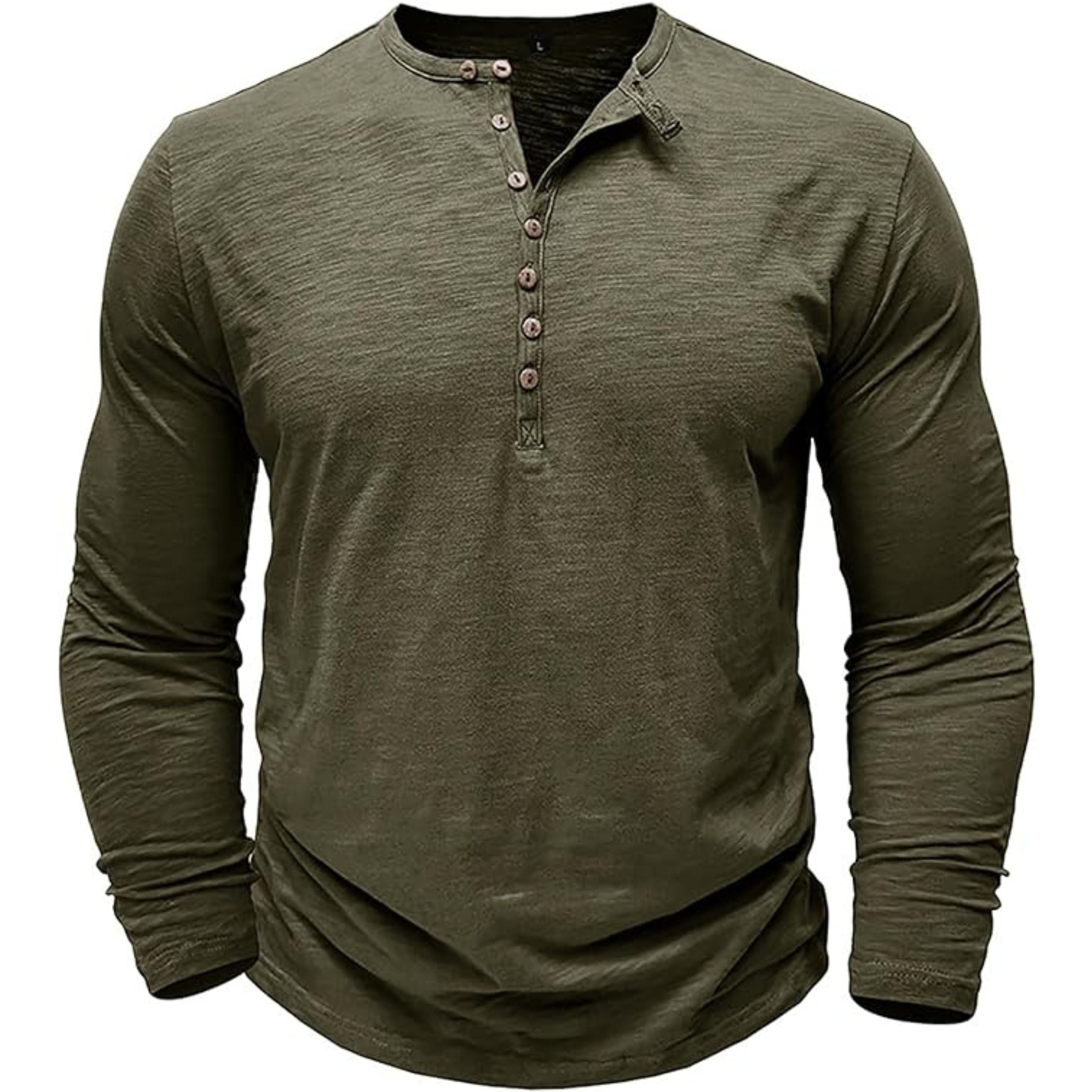 Long Sleeve T-Shirt - Men's Casual Plain Buttoned Up Henley Shirt-Shirt-Chaps of London-Chaps of London