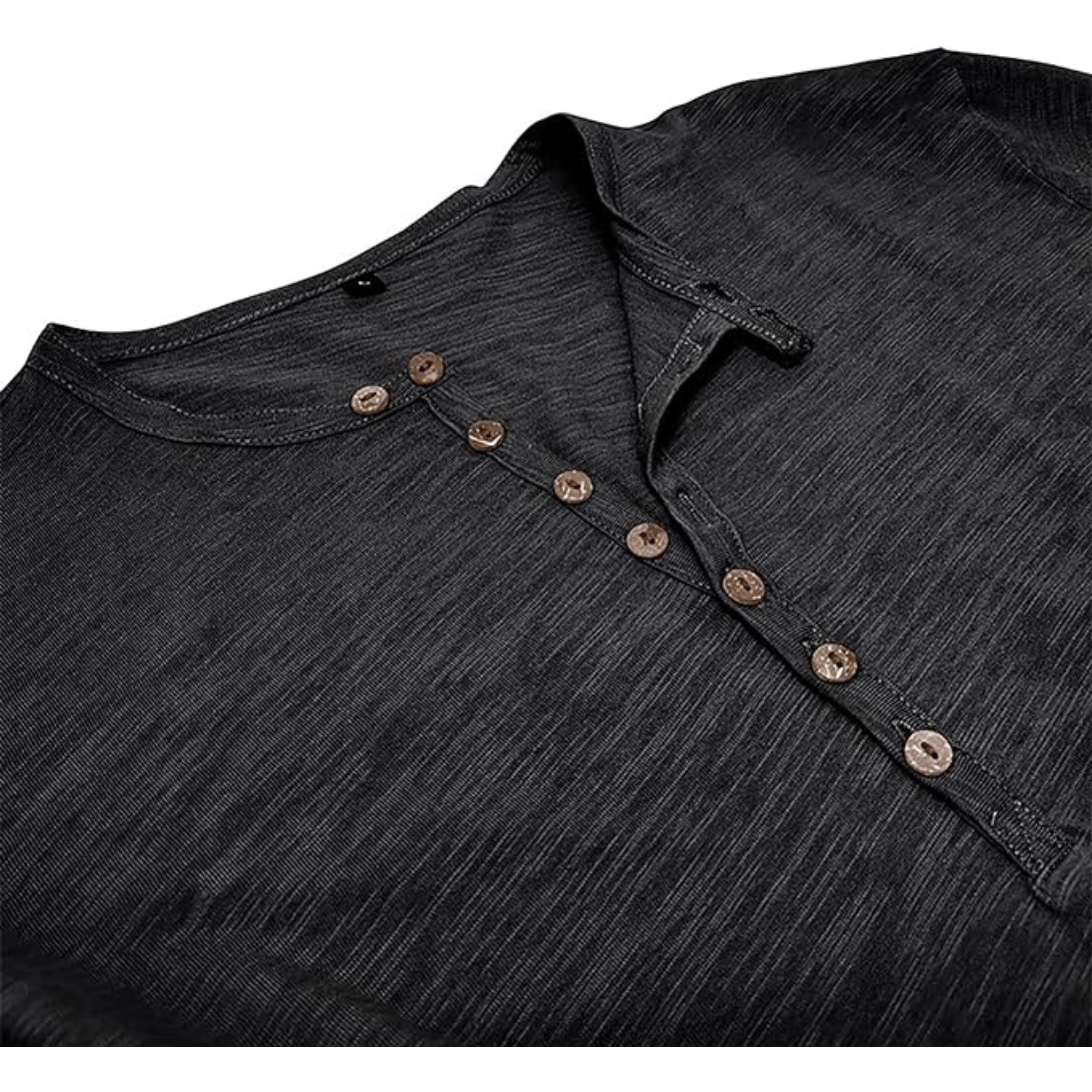 Long Sleeve T-Shirt - Men's Casual Plain Buttoned Up Henley Shirt-Shirt-Chaps of London-Chaps of London