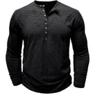 Long Sleeve T-Shirt - Men's Casual Plain Buttoned Up Henley Shirt-Shirt-Chaps of London-Chaps of London