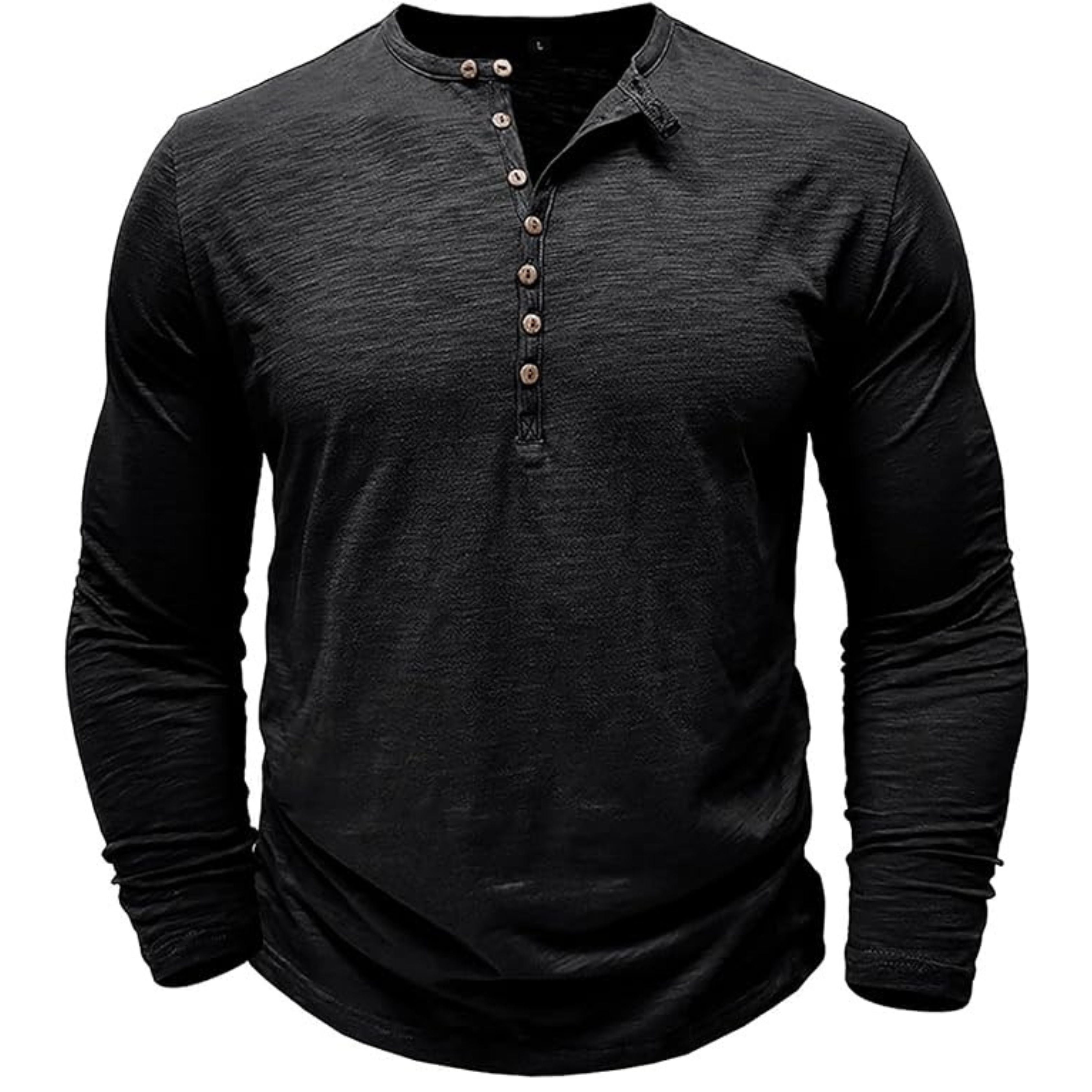 Long Sleeve T-Shirt - Men's Casual Plain Buttoned Up Henley Shirt-Shirt-Chaps of London-Chaps of London