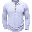 Long Sleeve T-Shirt - Men's Casual Plain Buttoned Up Henley Shirt-Shirt-Chaps of London-Chaps of London