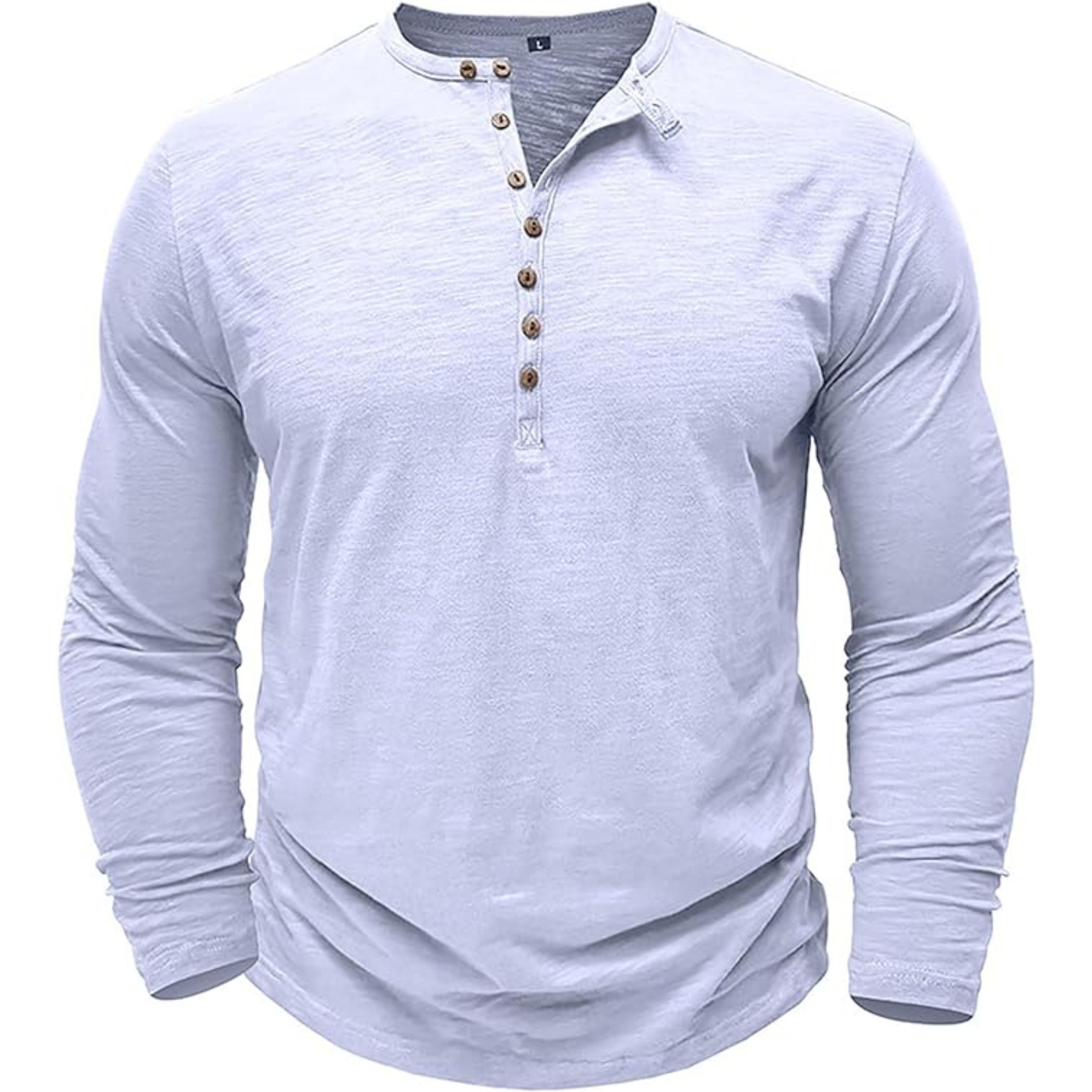 Long Sleeve T-Shirt - Men's Casual Plain Buttoned Up Henley Shirt-Shirt-Chaps of London-Chaps of London