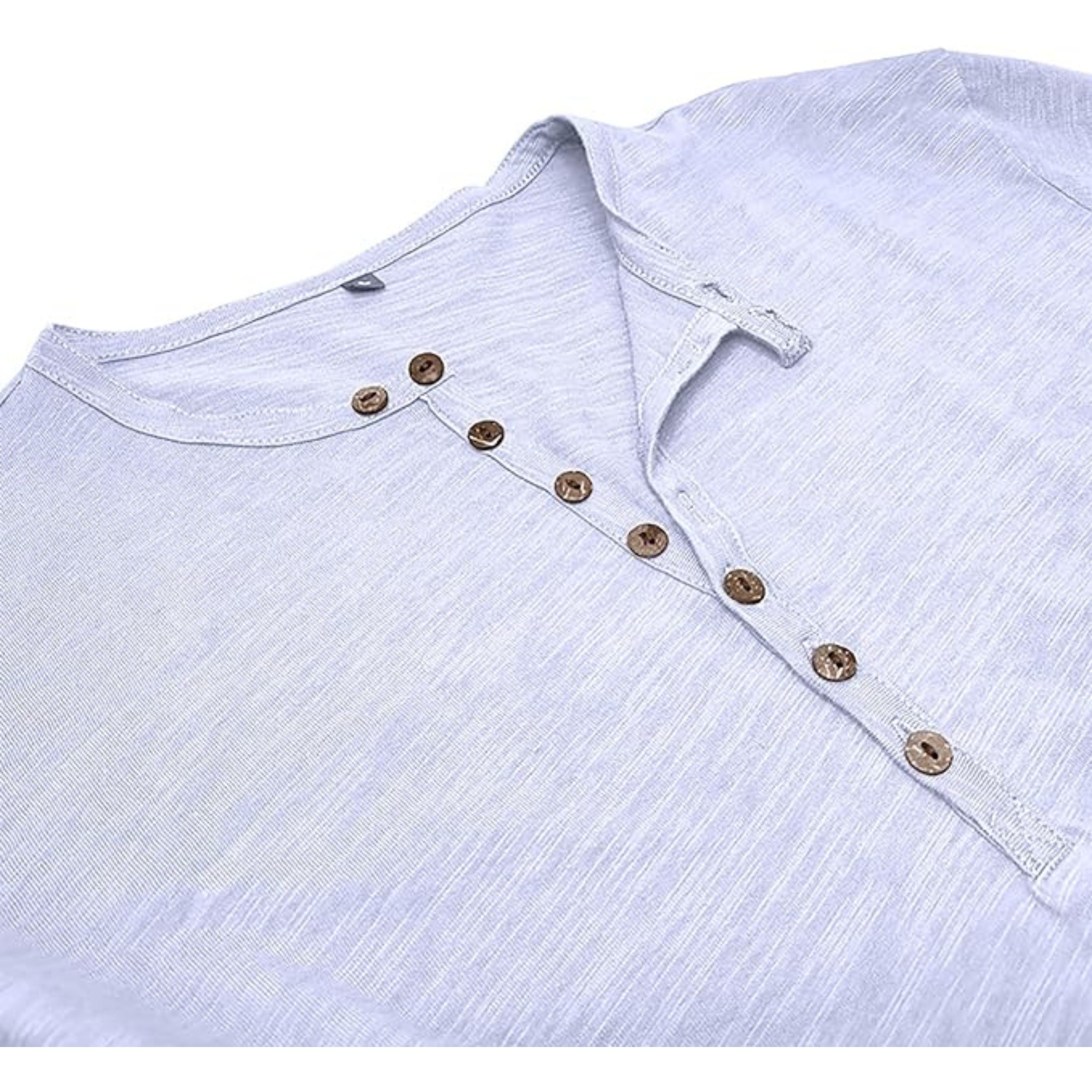 Long Sleeve T-Shirt - Men's Casual Plain Buttoned Up Henley Shirt-Shirt-Chaps of London-Chaps of London