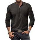 Long Sleeve T-Shirt - Men's Casual Plain Buttoned Up Henley Shirt-Shirt-Chaps of London-Chaps of London