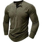 Long Sleeve T-Shirt - Men's Casual Plain Buttoned Up Henley Shirt-Shirt-Chaps of London-Dark Green-S-Chaps of London