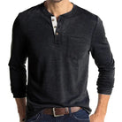 Long Sleeve T-Shirt - Men's Casual Quarter Button Crew Neck Basic Shirt-Men's Pullover-Chaps of London-Dark Gray-S-Chaps of London