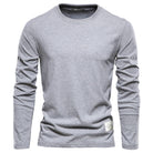 Long Sleeve T-Shirt - Men's Plain Crew Neck Long Sleeve Shirt-Blouses_M-Chaps of London-Light Gray-XS-Chaps of London