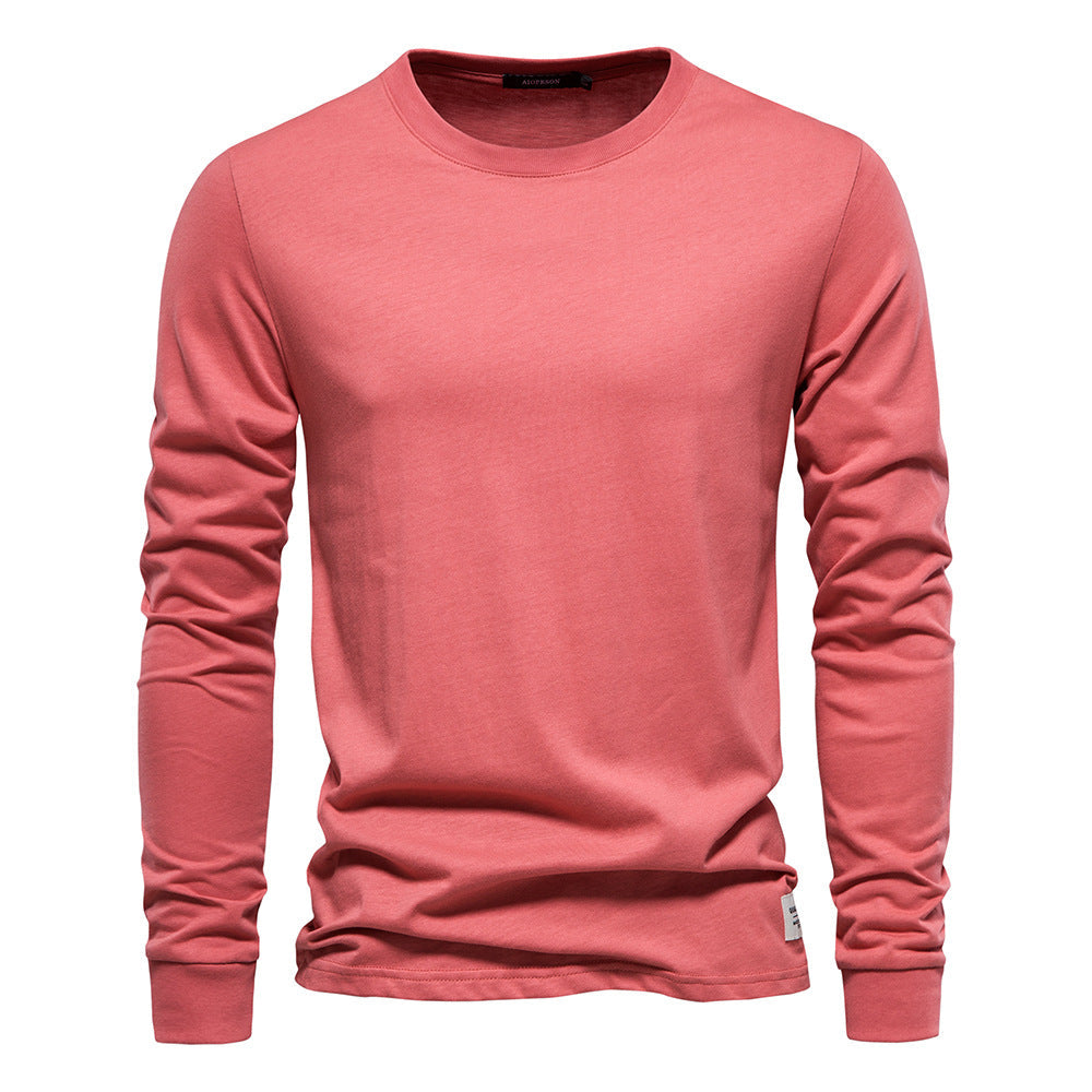 Long Sleeve T-Shirt - Men's Plain Crew Neck Long Sleeve Shirt-Blouses_M-Chaps of London-Red-XS-Chaps of London