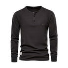 Long Sleeve T-Shirt - Men's Plain Quarter Button Long Sleeve Shirt-Fashion Men Henley All-year-Chaps of London-Dark Gray-S-Chaps of London