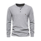 Long Sleeve T-Shirt - Men's Plain Quarter Button Long Sleeve Shirt-Fashion Men Henley All-year-Chaps of London-Light Gray-S-Chaps of London