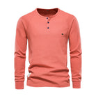 Long Sleeve T-Shirt - Men's Plain Quarter Button Long Sleeve Shirt-Fashion Men Henley All-year-Chaps of London-Orange-S-Chaps of London
