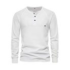 Long Sleeve T-Shirt - Men's Plain Quarter Button Long Sleeve Shirt-Fashion Men Henley All-year-Chaps of London-White-S-Chaps of London