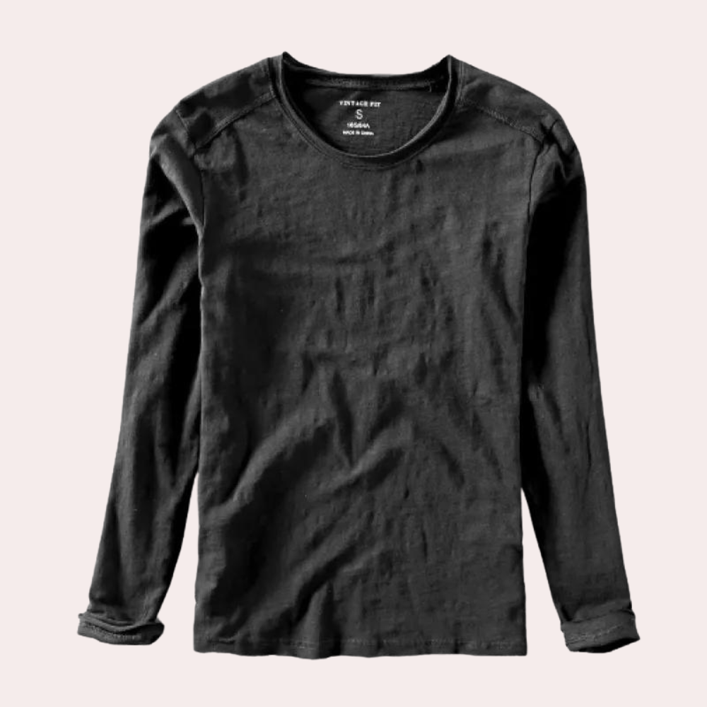 Long Sleeve T-Shirt | V-Neck | Long Sleeve Shirts | Men's Clothing-Chaps of London-Black round neck-S-Chaps of London