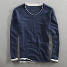 Long Sleeve T-Shirt | V-Neck | Long Sleeve Shirts | Men's Clothing-Chaps of London-Dark Blue-S-Chaps of London