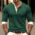 Long-sleeved Shirt | Half Button | Slim Fit | Pullover Shirt | Men's Shirt-Shirts-Chaps of London-Green-XS-Chaps of London