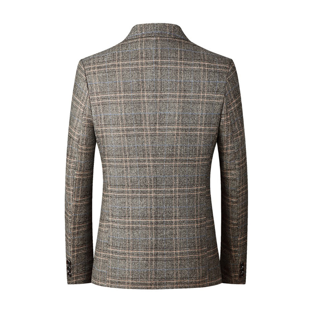 Men's Blazer - Single Breasted - Pockets - Checkered Blazer - Suit Jacket-Fashion Men Blazer Plaid Fall-Chaps of London-Chaps of London
