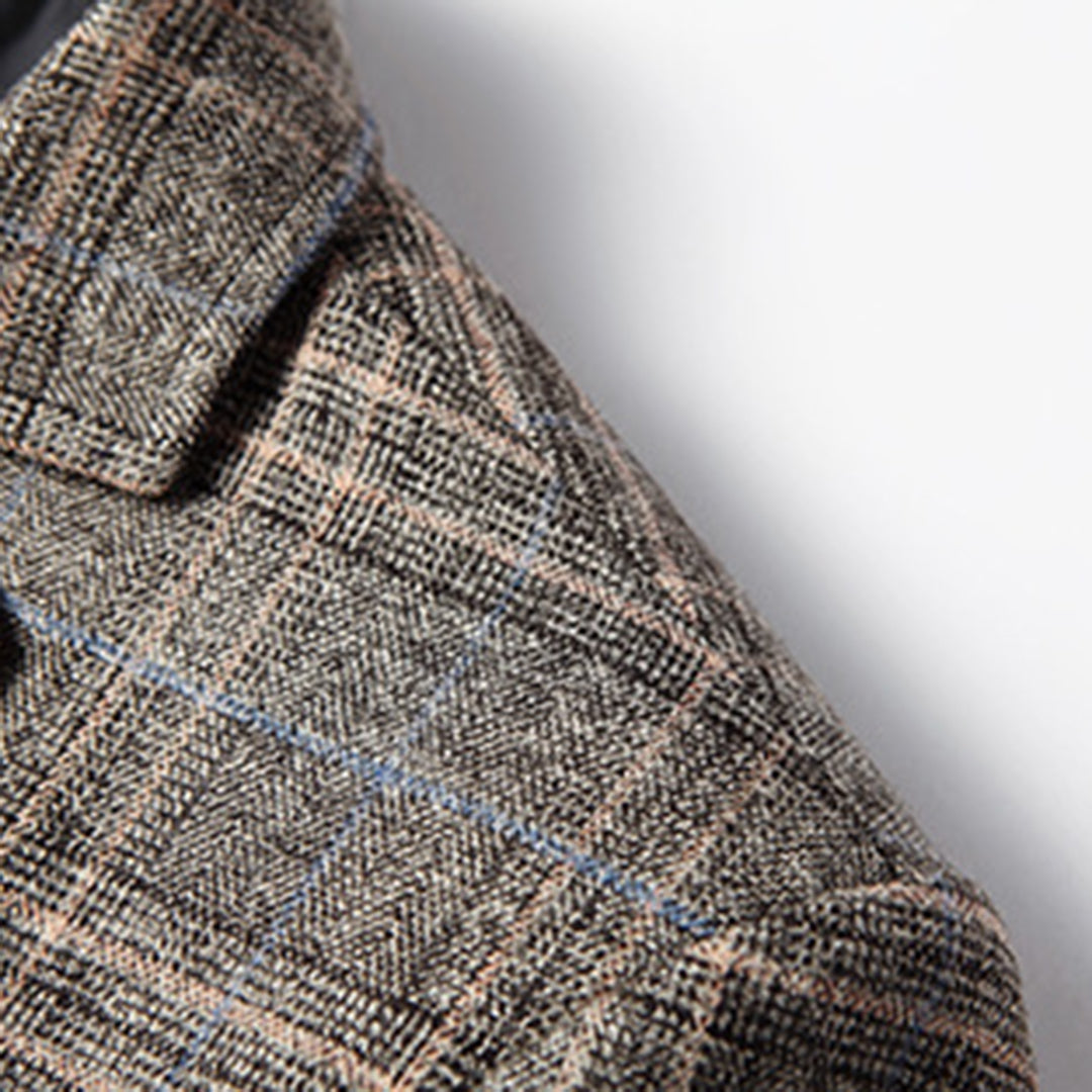 Men's Blazer - Single Breasted - Pockets - Checkered Blazer - Suit Jacket-Fashion Men Blazer Plaid Fall-Chaps of London-Chaps of London