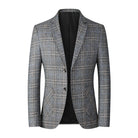 Men's Blazer - Single Breasted - Pockets - Checkered Blazer - Suit Jacket-Fashion Men Blazer Plaid Fall-Chaps of London-Gray-XXS-Chaps of London