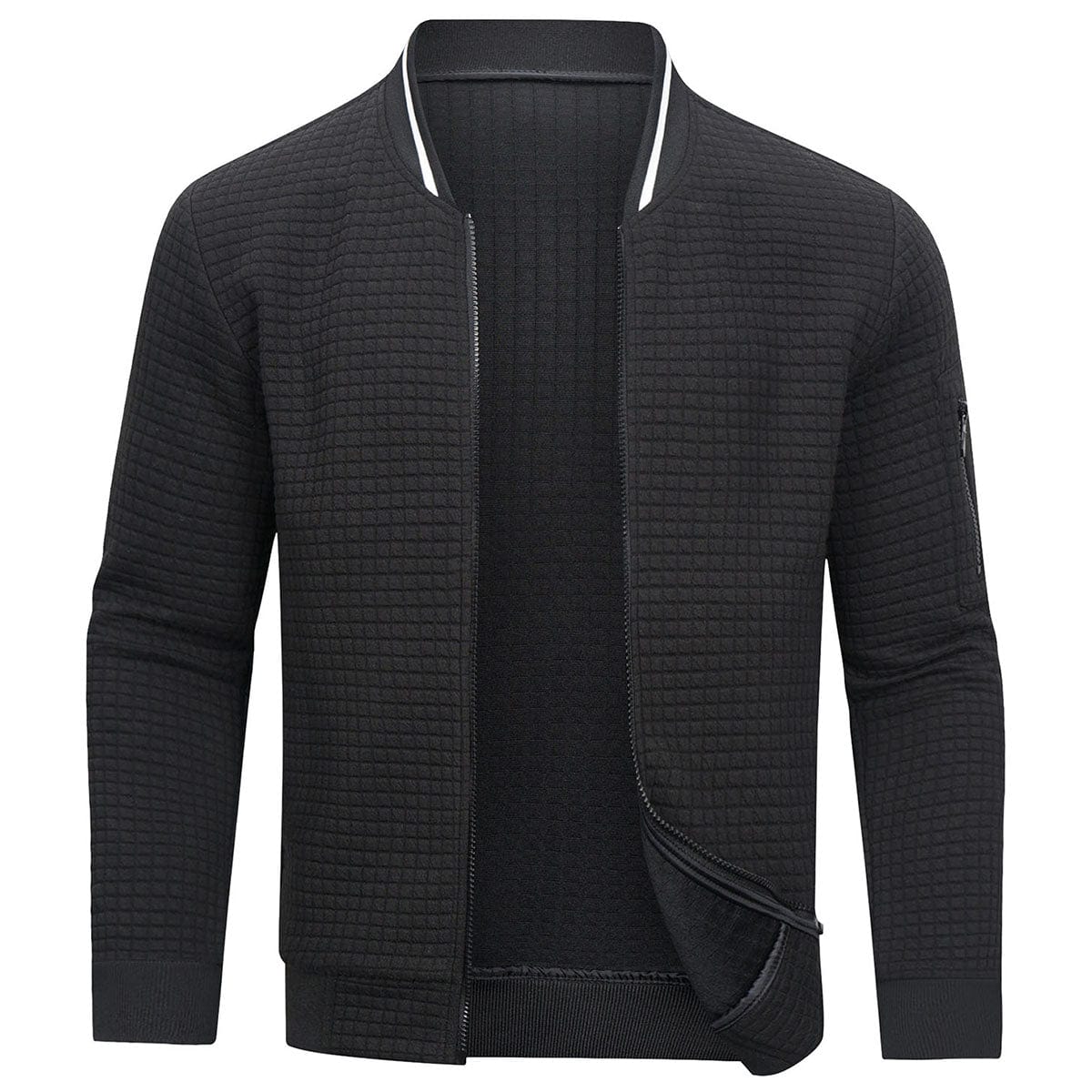 Men's Cardigan | Long Sleeve | Casual | Zipped Cardigan | Men's Clothing-Jackets-Chaps of London-Black-XS-Chaps of London