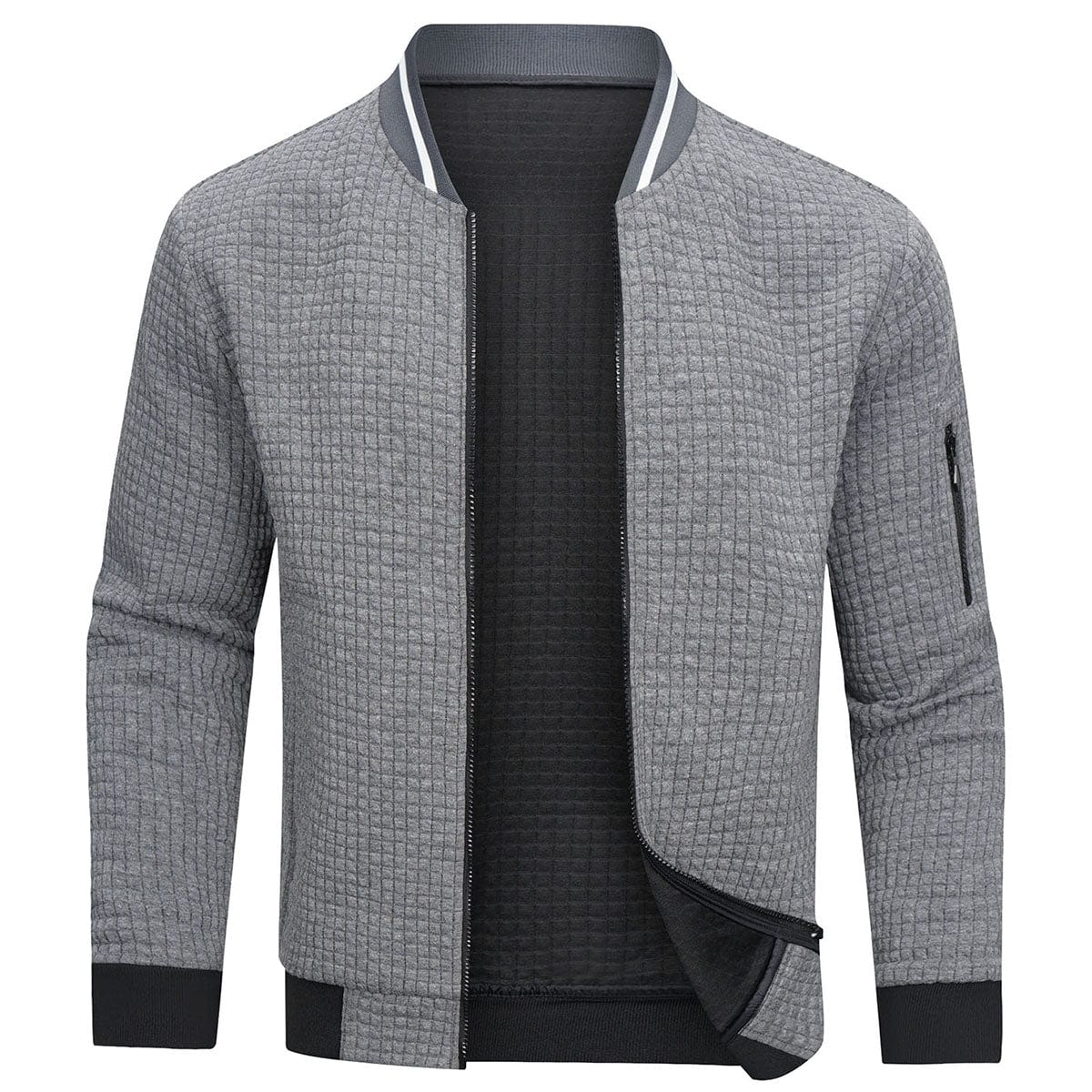 Men's Cardigan | Long Sleeve | Casual | Zipped Cardigan | Men's Clothing-Jackets-Chaps of London-Gray-XS-Chaps of London