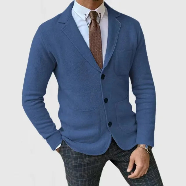 Men's Cardigan - Pockets - V-Neck - Button-Up Cardigan - Knitted Cardigan -Men Cardigan-Chaps of London-Blue-S-Chaps of London