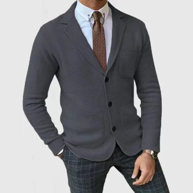 Men's Cardigan - Pockets - V-Neck - Button-Up Cardigan - Knitted Cardigan -Men Cardigan-Chaps of London-Dark Gray-S-Chaps of London