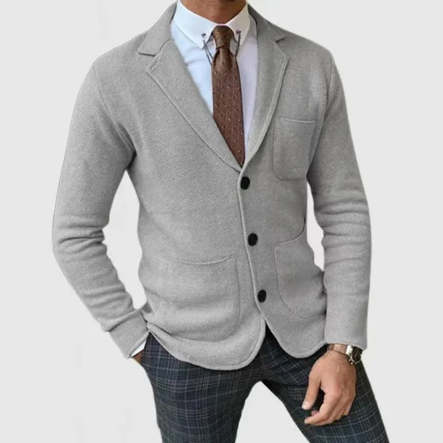 Men's Cardigan - Pockets - V-Neck - Button-Up Cardigan - Knitted Cardigan -Men Cardigan-Chaps of London-Light Gray-S-Chaps of London