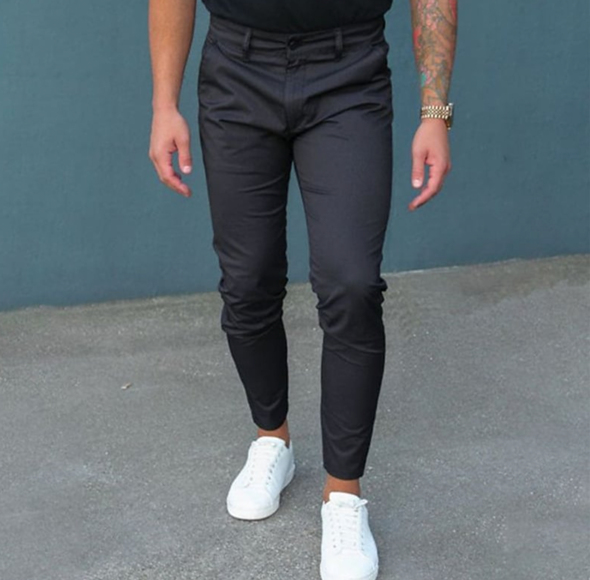 Men's Chinos - Casual Stretchy Slim Fit Chino Pants-Pantalon-Chaps of London-Black-XS-Chaps of London