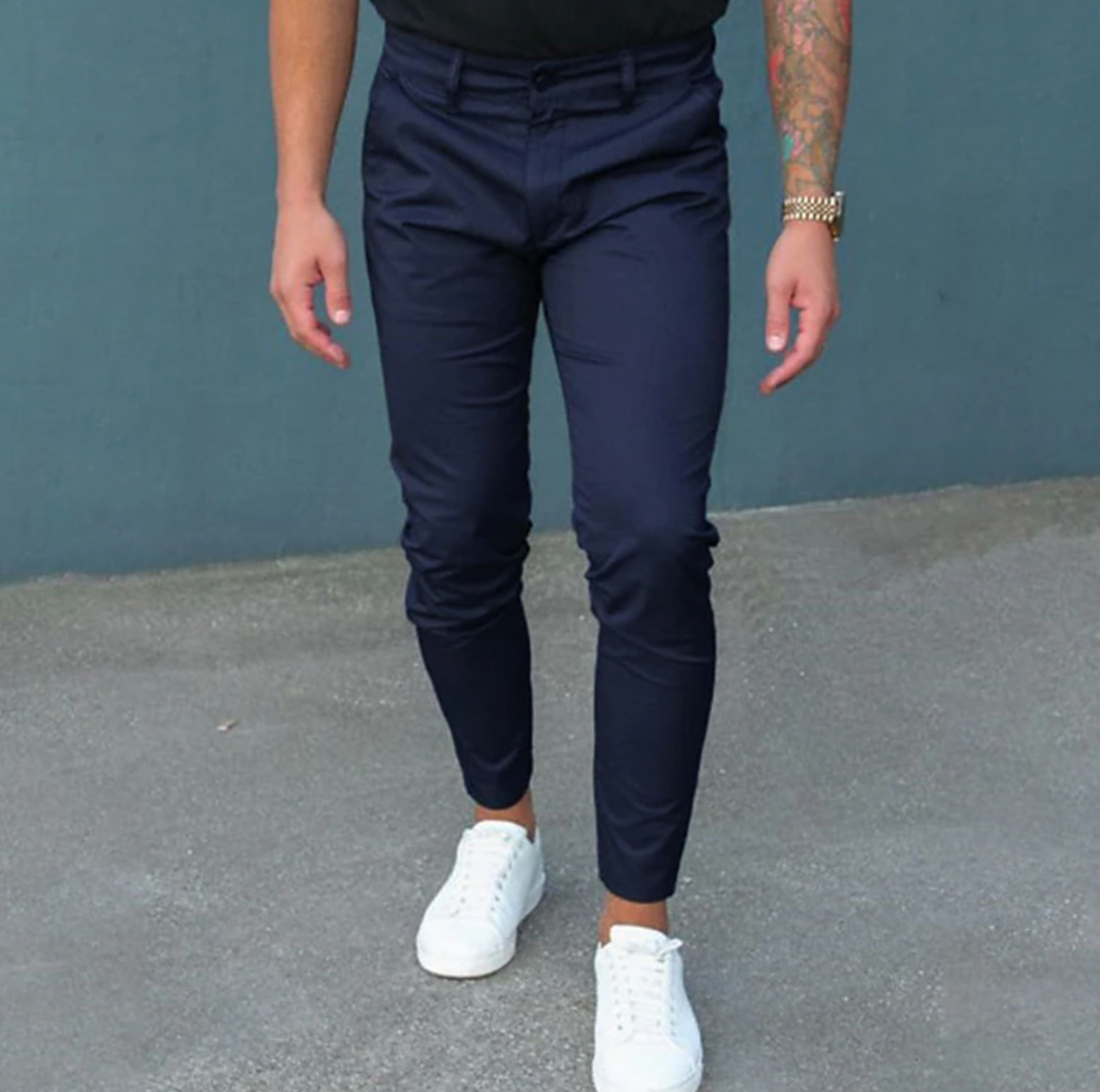Men's Chinos - Casual Stretchy Slim Fit Chino Pants-Pantalon-Chaps of London-Blue-XS-Chaps of London