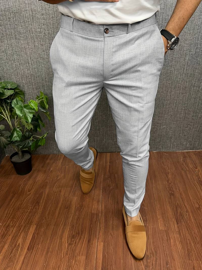 Men's Chinos | Classic | Slim Fit | Chino Pants | Men's Trousers-Chaps of London-Grey-S-Chaps of London