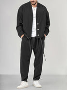 Men's Co-Ord | Loose Fit | Overshirt | Two-Piece Set | Men's Clothing-Chaps of London-Black-M-Chaps of London