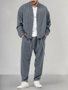 Men's Co-Ord | Loose Fit | Overshirt | Two-Piece Set | Men's Clothing-Chaps of London-Dark Gray-M-Chaps of London