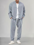 Men's Co-Ord | Loose Fit | Overshirt | Two-Piece Set | Men's Clothing-Chaps of London-Gray-M-Chaps of London
