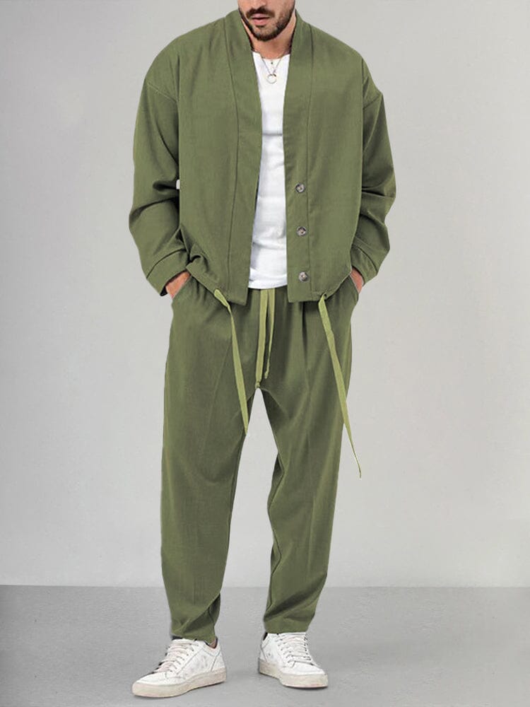 Men's Co-Ord | Loose Fit | Overshirt | Two-Piece Set | Men's Clothing-Chaps of London-Green-M-Chaps of London